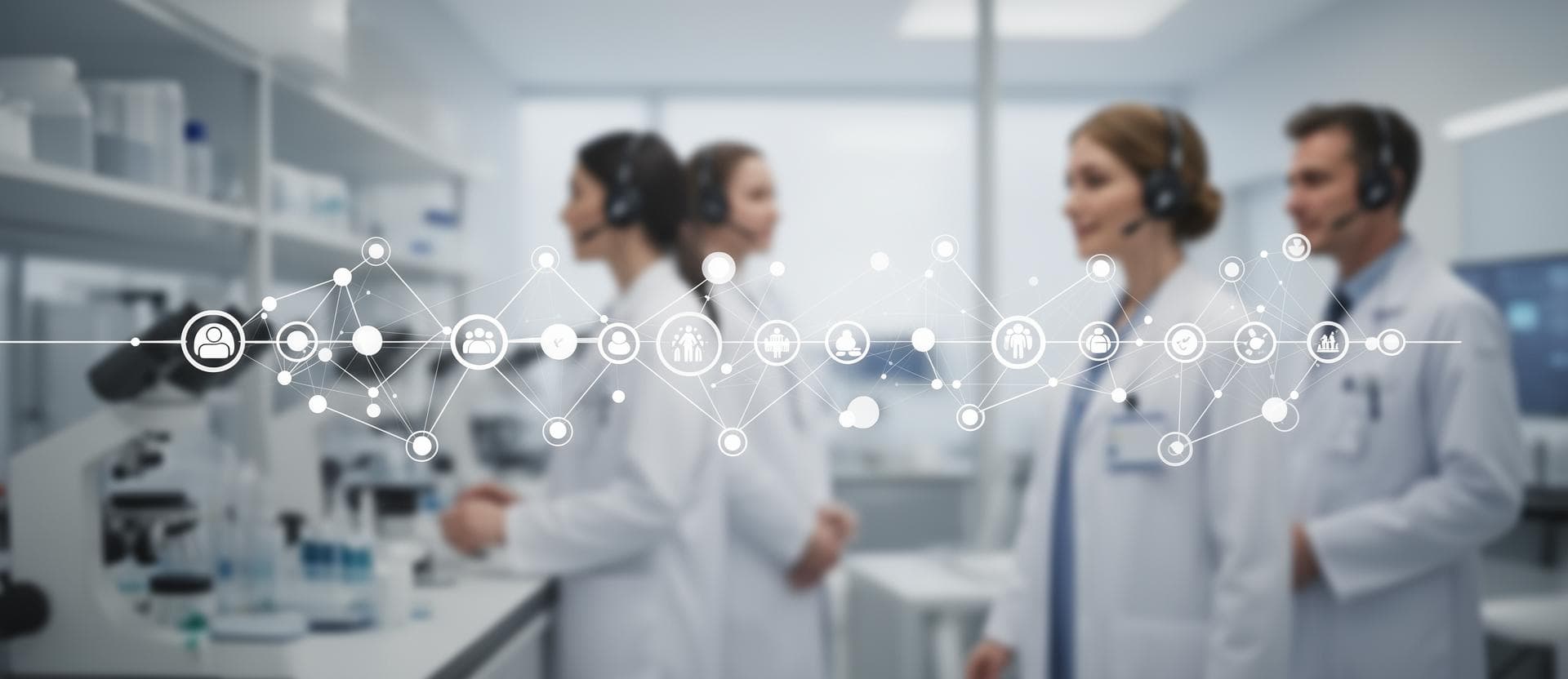 Equipe de call center em laboratório atuando como parte da estrutura de atendimento e relacionamento com o paciente