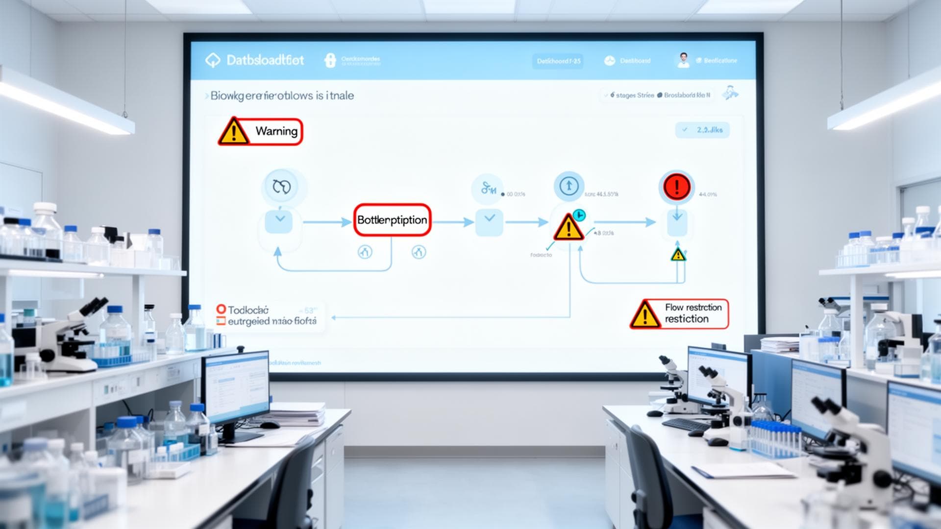 Mapa operacional de call center de laboratório destacando pontos de gargalo entre etapas do atendimento