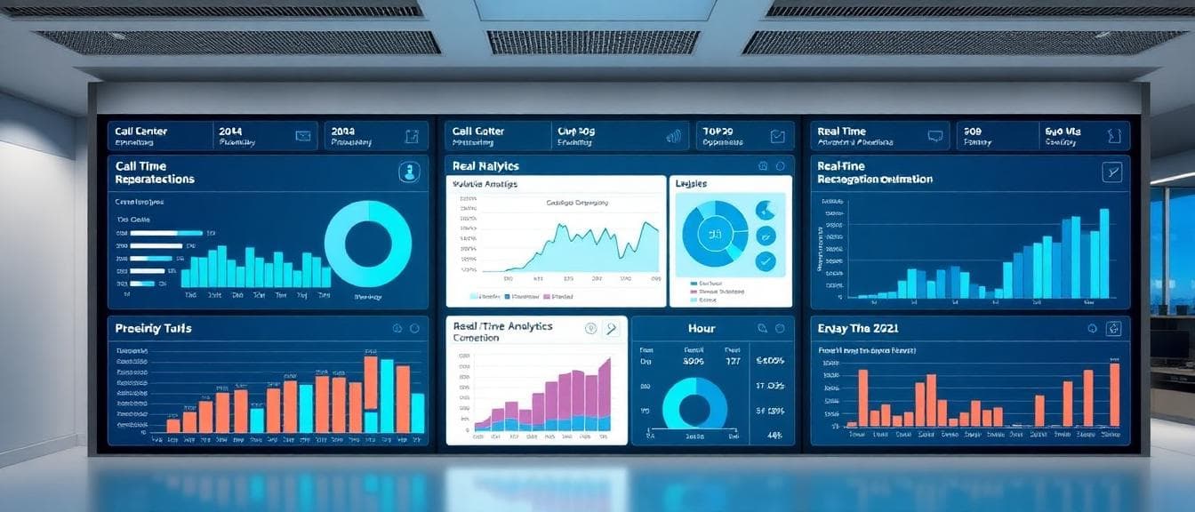 Dashboard de gestão de call center de laboratório mostrando padrões de volume por dia e horário com indicadores de alerta antecipado